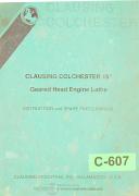 Clausing-Colchester-Clausing Colchester 17\", Lathe, Instruction and Parts (65 pgs) Manual-17-17 Inch-17\"-02